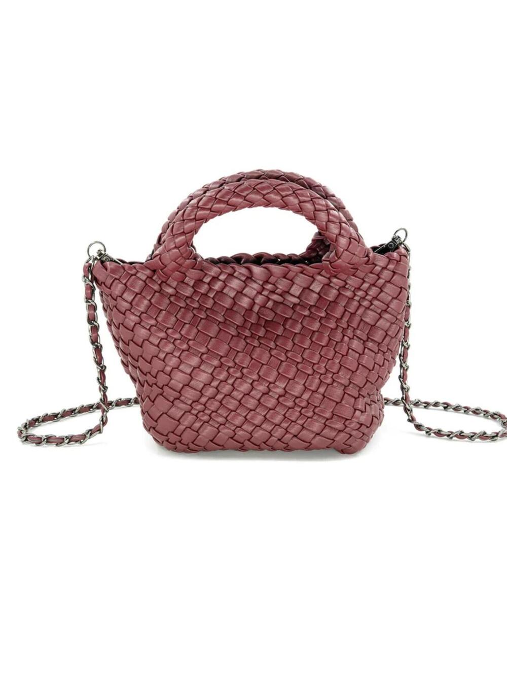 NWT BC Bags Small Braided Clutch Purse 8 x 5 x 4 inches Burgundy Maroon